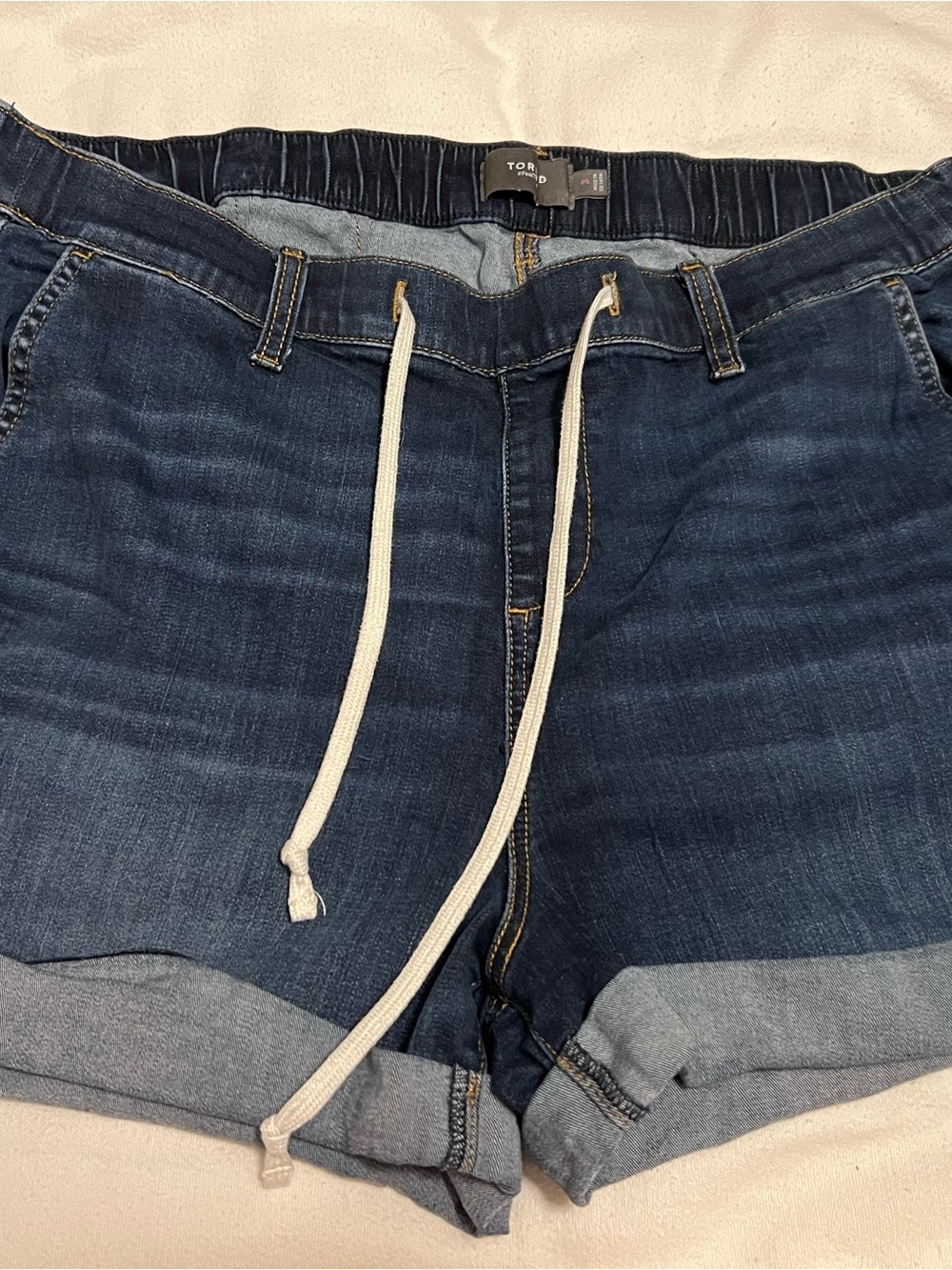 torrid Dark Indigo Denim Shorts with White Tag Detail